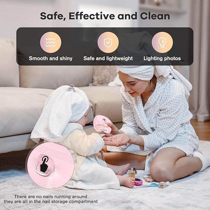 Electric Nail Clipper,Automatic Baby Electric Nail Trimmer, Rechargeable 2 Speed Nail Kit for Elderly, LED Light Manicure Set,Fingernail Clipper Gift for Kids,Adult