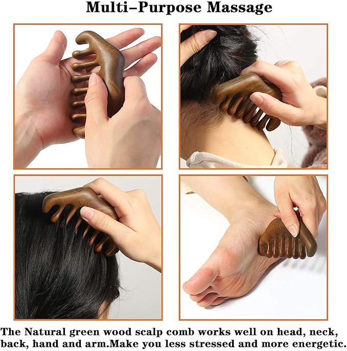 OULIGET Wood Gua Sha Massage Tools Set,Scraping Scalp Massage Comb, Wooden Gua Sha Scraping Tools,3 Pieces.