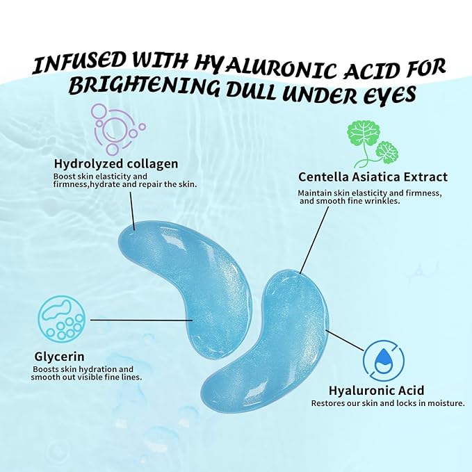 Maskiss Under Eye Patches (8 Pairs), Hyaluronic Acid Eye Masks for Dark Circles Puffy Eyes Undereye Bags, Collagen Eye Patches for Wrinkles and Hydrate, Skin Care Gift for Her
