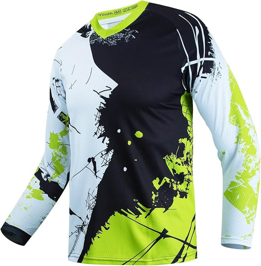 Kids Cyling Jersey,Youth Dirt Bike Jersey Boys Bicycle Shirt Girls Motorcycle Motocross Long Sleeve Off-Road Downhill Tops