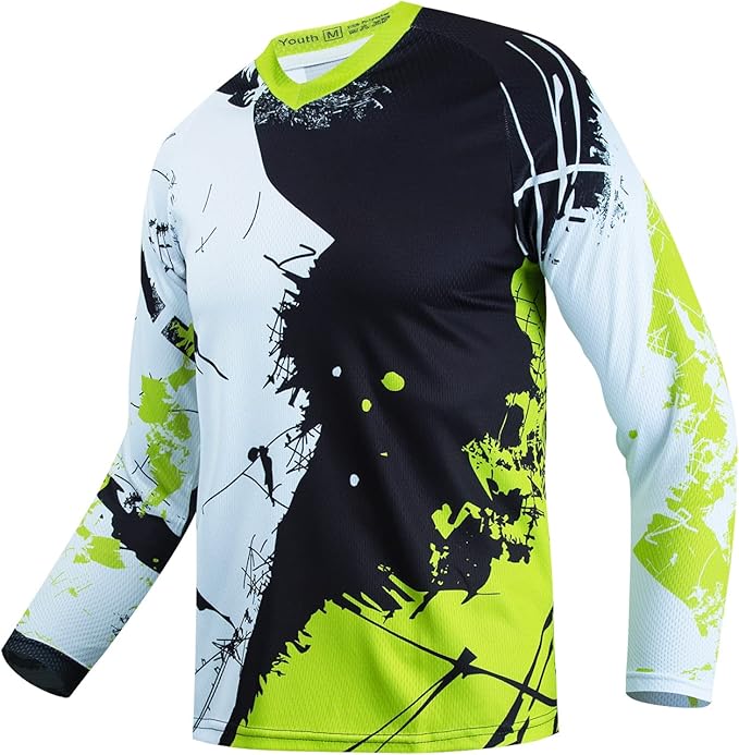 Kids Cyling Jersey,Youth Dirt Bike Jersey Boys Bicycle Shirt Girls Motorcycle Motocross Long Sleeve Off-Road Downhill Tops