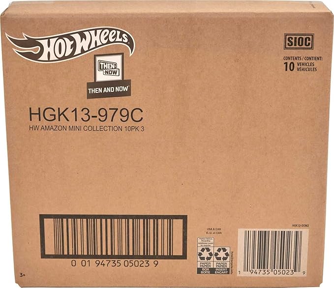 Hot Wheels Toy Cars or Trucks 10-Pack, Amazon Set of 10 1:64 Scale Vehicles for Kids & Collectors (Styles May Vary)