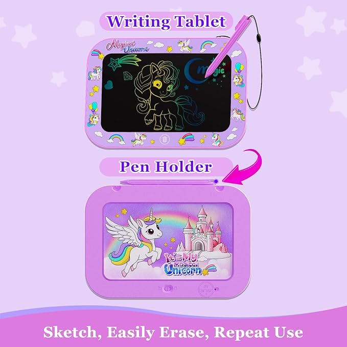 LCD Writing Tablet for Kids,12Inch Colorful Reusable Erasable Electronic Toddler Doodle Board Drawing Tablet Pads,Educational Learning Toys, Gifts for 3 4 5 6 7 8 Year Old Girls Boys (Purple-12IN)