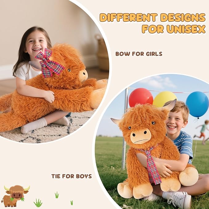 Giant Highland Cow Stuffed Animal 30", Jumbo Soft Giant Stuffed Animals, Highland Cow Plush Toys for Stress Relief & Sleep Aid, Huge Cuddly Cute Plushies Gift for Kids Adults