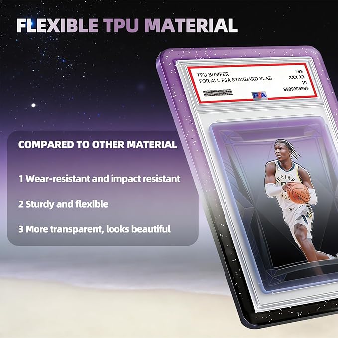 NAKIS Slab Guard for PSA Graded Cards, 1 Pack TPU Slab Protector Graded Bumper Guard for PSA Graded Card Only, Gradient Color Glitter Limited Edition, COLOR9