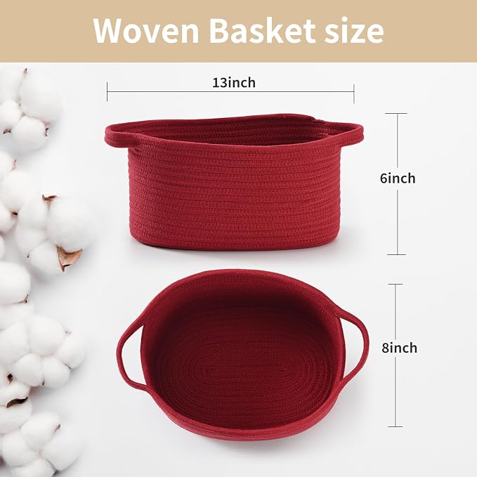Happyiren Cute Burgundy Woven Gift Basket – Empty Burr Baskets for Seasonal | Great for back to school, Halloween, Thanksgiving, Christmas, Birthday Raffle, Cute boo basket for Gifts, Toys, or Essentials