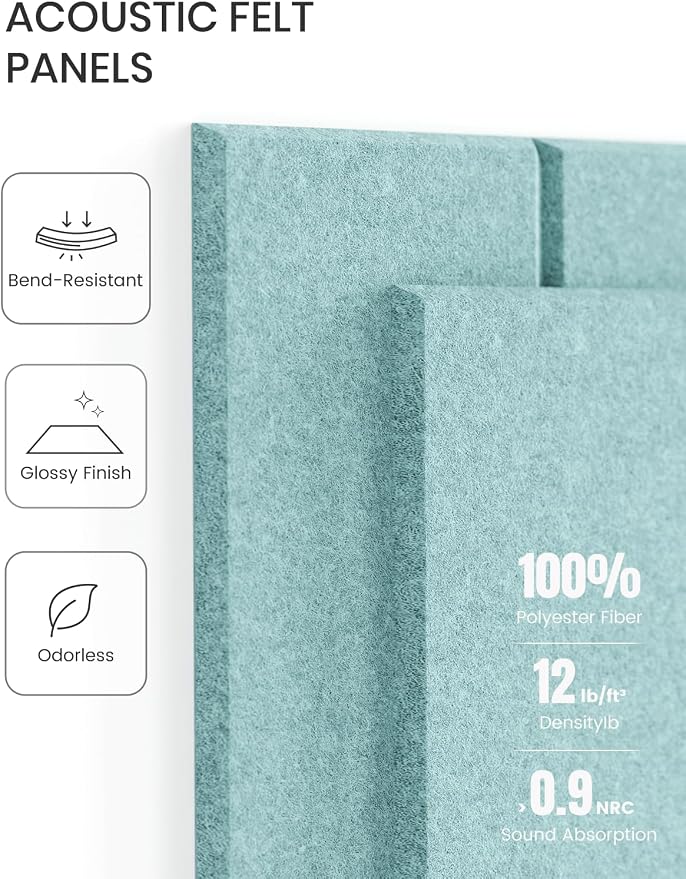 Fluxynara Felt Bulletin Board & Cork Board Alternative, Aqua Blue | 48" x 36" Pin board, Removable Adhesive Tabs, Easy Install Without Wall Damage, For Home Office Decor