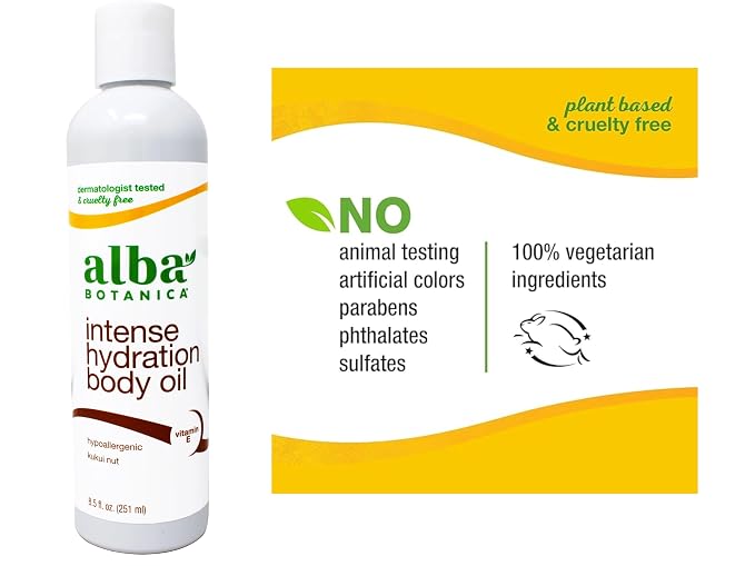Alba Botanica Hawaiian Body Oil Kukui Nut 8.5 Ounces 2 Pack