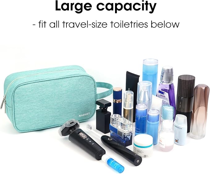 Narwey Travel Toiletry Bag for Women Traveling Dopp Kit Makeup bag Organizer for Toiletries Accessories Cosmetics (Mint Green)