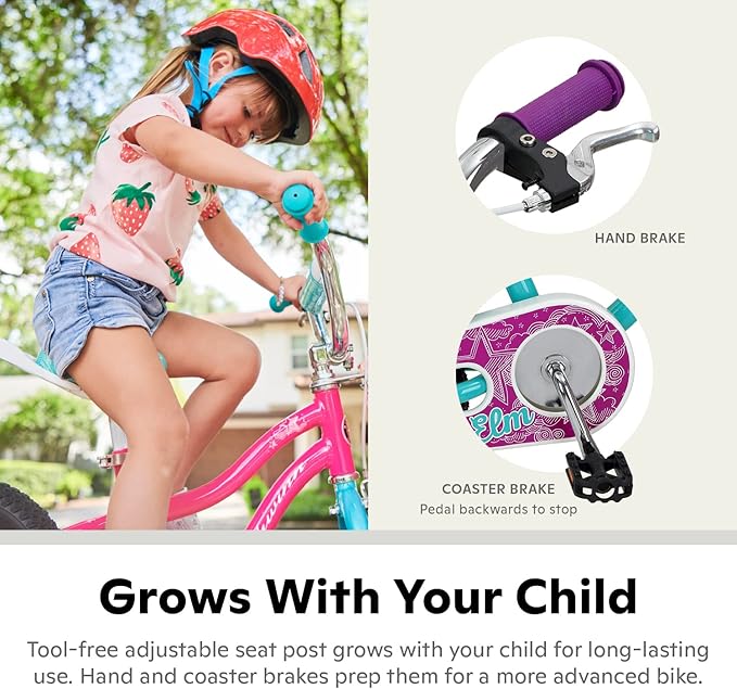 Schwinn Elm and Koen Bike or Balance Bike, 12-18 Inch Bike for Kids Ages 2-13, Black, Blue, Red, Teal, Pink or Purple, SmartStart Ergonomic Design, Adjustable Seat Grows with Child, Training Bicycle