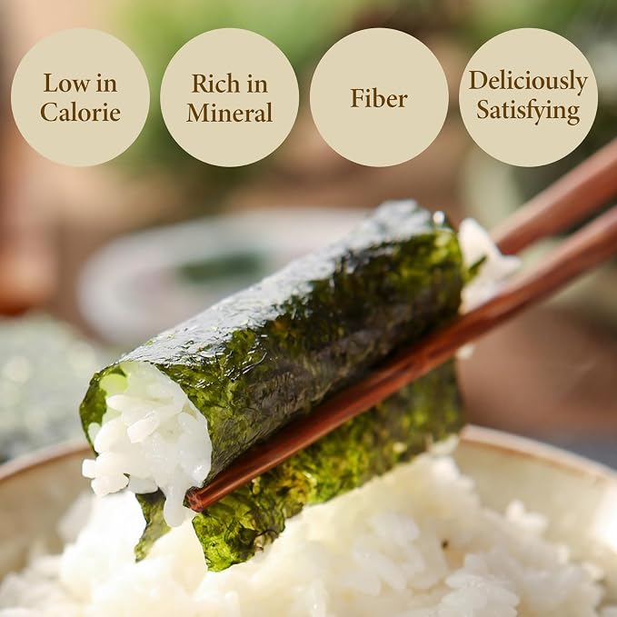 Wang Olive Oil Roasted Seaweed Snack with Green Tea | Gluten-free, Keto-friendly, Vegan, Healthy Snack 0.14 Ounce, Pack of 16