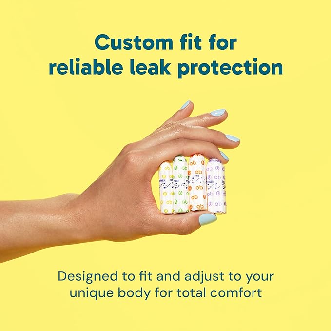 o.b. Tampons No Applicator, Fragrance-Free - 40ct | Applicator-Free Tampons Regular, Feminine Care, ob Tampon Regular, Period Products
