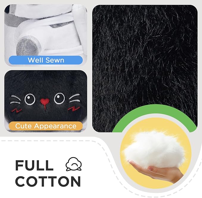 OLAOLA Space Black Cat Plush 12 Inch Cute Kitten with Backpack Stuffed Animals Plush Toy Soft Doll Pillow for Kids Adults