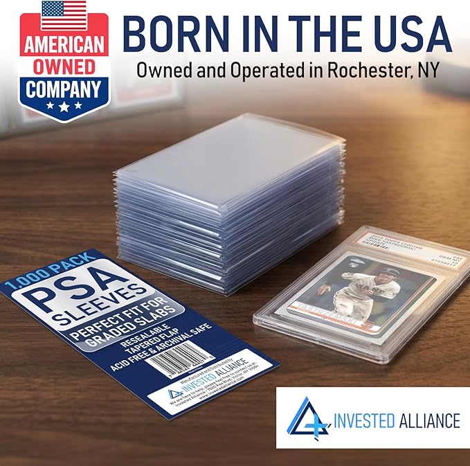 Invested Alliance PSA Slab Sleeves for Graded Cards | PSA Exact Fit Graded Card Sleeves, Resealable Slab Protector for TCG Collectors - Sports, Trading & Gaming.