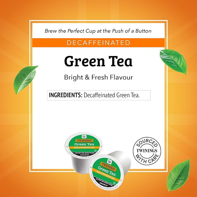 Twinings Decaffeinated Green Tea K-Cup Pods for Keurig, 24 Count (Pack of 1), Smooth Flavour, Enticing Aroma, Enjoy Hot or Iced
