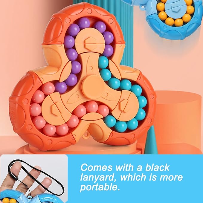 Magic Bean Rotating Cube, Rotating Finger Fidget Puzzle Toy,Boys Girl Handheld Spinner Stress Anxiety Relief Ball Game Sensory Toys,Gift for Kids Ages 3 Above Christmas Birthday Easter