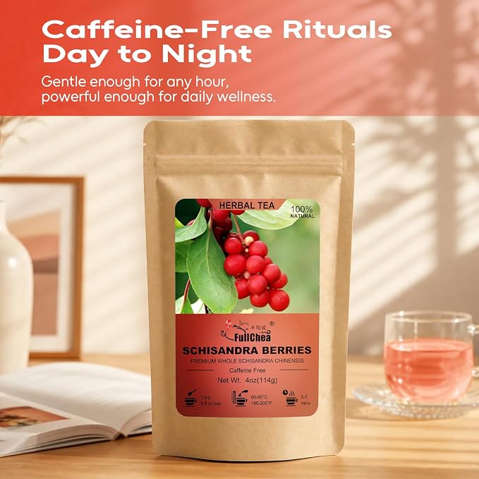 FullChea - Schisandra Berries, 4oz/114g, Dried Schisandra Chinensis Berry | Natural schisandra berry tea, Non-GMO, caffeine-free, flexible bulk herb for custom tea blends