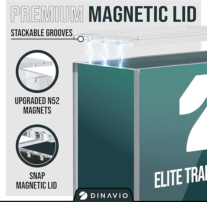 Dinavio Crafthouse Elite Trainer Box Acrylic Display Case Stackable - 8mm + 5mm Ultra Thick Acrylic with N52 Strong Magnets - ETB Case Protector - Compatible with Elite Trainer Boxes