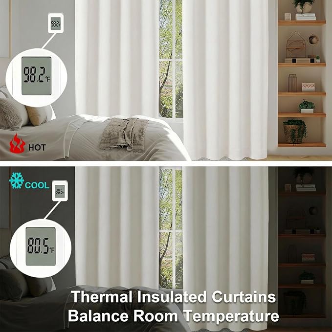 Simplebrand Ava Ivory Short 36 Inches Light Filtering Curtain 2 Panels Set, Half Window Rod Pocket Privacy Curtain Tiers for Kitchen, Curtains Light Filtering for Bathroom, W40 x L36 Inch, Ivory