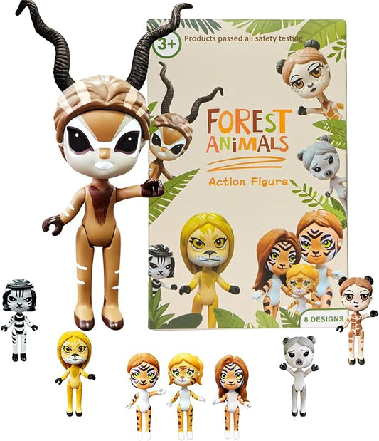 PLENTY MORE Forest Animal Theme Series Action Figure - 3.5 inches / 8cm Collectible Action Figure, Creative Forest Animal Toy, Educational & Fun Play for Ages 3+, Safe & Non-Toxic (Andy Forest)