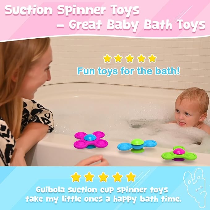 Suction Spinner Toys for Babies Bath Toys for Babies 10-12 Months+ Gifts for Kids Suction Cup Toys (Classic Edition - Animals)