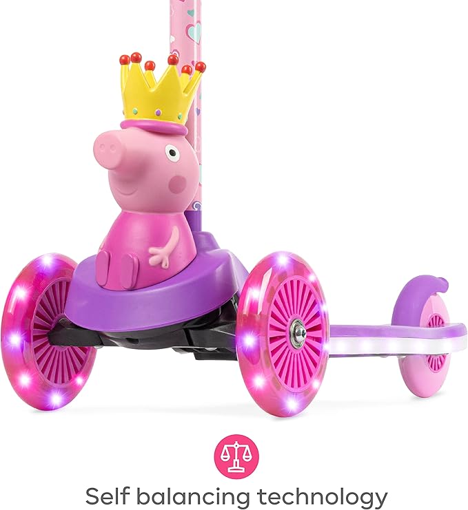 3D Kick Scooter for Kids, Self-Balancing 3 Wheeled Light Up Scooter with Extra Wide Anti-Slip Deck, Rear Brake, Lean to Steer, Lightweight Design, for Kids 3 and up, 75 LB Limit