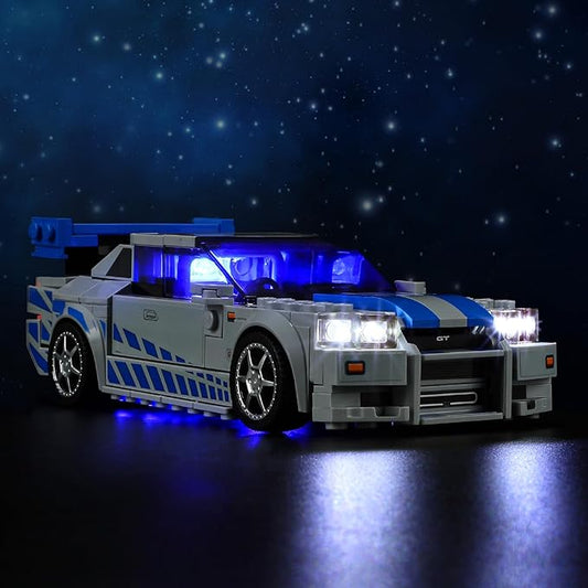 LED Light Kit for Lego Speed Champions Fast & Furious Nissan Skyline GT-R (R34) Toy Car Set, Blue Underglow Lights Compatible with Lego 76917 Set (Not Include Blocks Set)