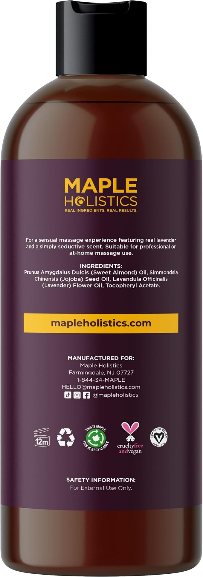 Aromatherapy Sensual Massage Oil for Couples - Relaxing Lavender Massaging Oil for Massage Therapy with Vitamin E Jojoba & Sweet Almond - Naturally Scented Vegan Non GMO & Gluten Free (16 Fl Oz)