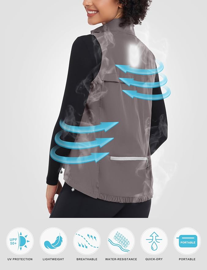 Little Donkey Andy Women's Lightweight Quick Dry Vest Windproof Summer Vest | Stretch Quick Dry Material, Windproof Breathable Vest, Cooling Effect Summer Outerwear, Running Cycling Golf Tennis Hiking