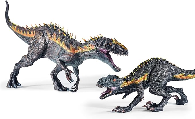 Large Realistic Tyrannosaurus Rex Toy, 15.7 inch and 11 inch T-REX Dinosaur Colletion, Kids' Play Dinosaur & Prehistoric Creature Figures with Moveable Jaw, Red, Ages 8+