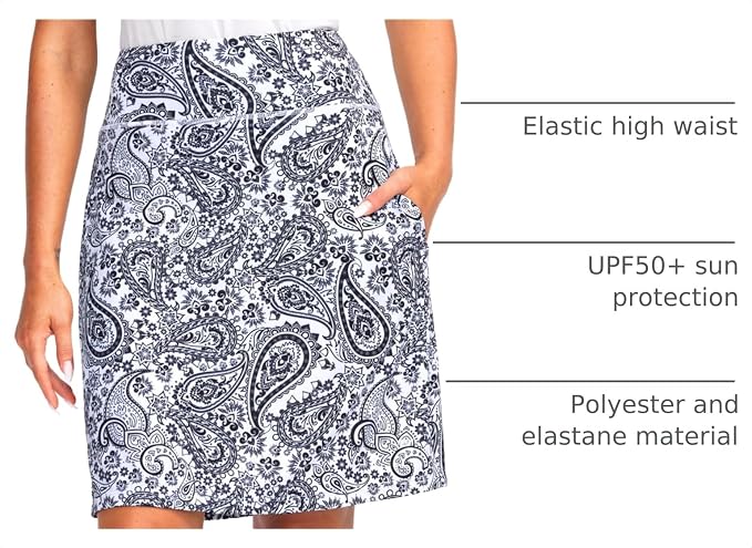 Women's 20" Knee Length Skorts Skirts UPF50+ Athletic Tennis Golf Skirt for Women Casual Summer Skirts