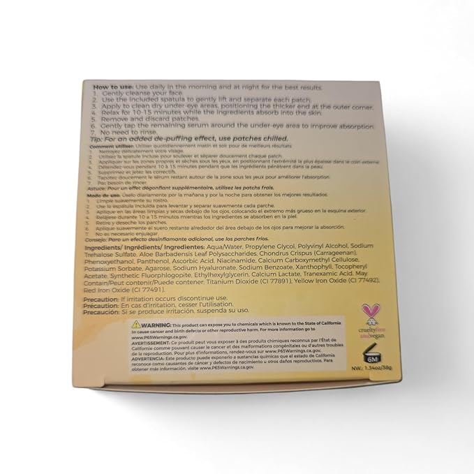 Vitamin C Brightening Jelly Eye Masks, 30 Pieces, with Hyaluronic Acid, Tranexamic Acid, Niacinamide, 15 Pairs, 1.34 oz