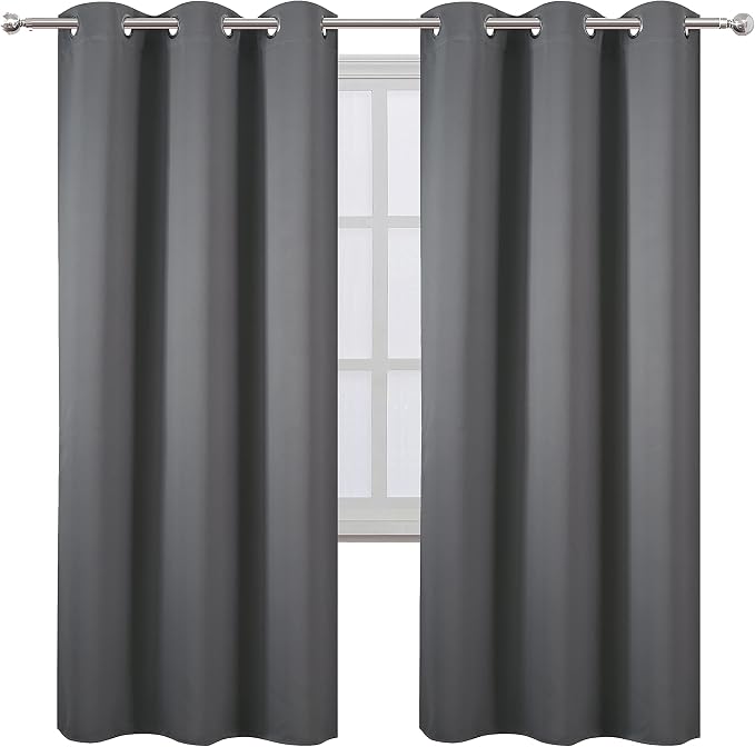 LEMOMO Grey Thermal Blackout Curtains/42 x 72 Inch/Set of 2 Panels Room Darkening Curtains for Bedroom