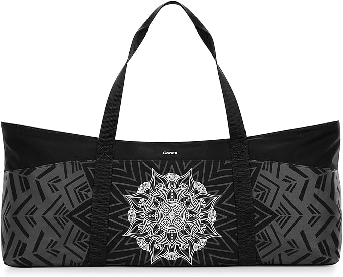 Gonex Yoga Mat Bag, Extra Canvas Gym Bag with Waterproof Pocket Metal Zipper, Fits Mat & Blocks, Stylish Yoga Mat Carrier for Women, Ideal for Yoga, Pilates, Workout, Travel