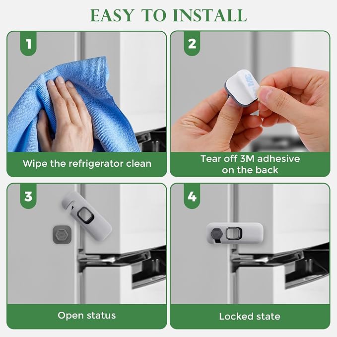 5 Pack Child Proof Refrigerator Lock, Baby Proofing Cabinet Locks, Oven Lock Child Safety, Fridge Lock, for Fridge, Drawers, Dishwasher, Oven, Cupboard, Closet, Adhesive, No Tools Need(Grey)