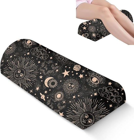 Knee Pillow for Back Sleeping – Half Moon Bolster Pillow for Under Knee While Sleeping Support, Leg & Back Pain Relief (21.5x9x5 Inches)