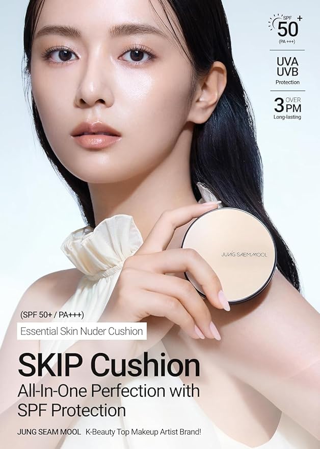 JUNG SAEM MOOL Essential Skin Nuder Cushion | Natural Finish, Buildable Coverage Cushion Foundation by Korean Makeup Artist (Refill Not Included, 0.49 Fl Oz, SPF 50), 13 Fair