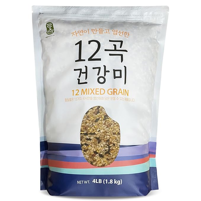ROM AMERICA 12 Premium Healthy Mixed Grains Rice with Brown Rice, Wild Sweet Rice, Black Rice, Red Rice, Whole Barley, Fine Barley, Glutinous Millet, Quinoa, Oat, Sorghum, Brown and White Sweet Rice - 4 Pound (Pack of 1)