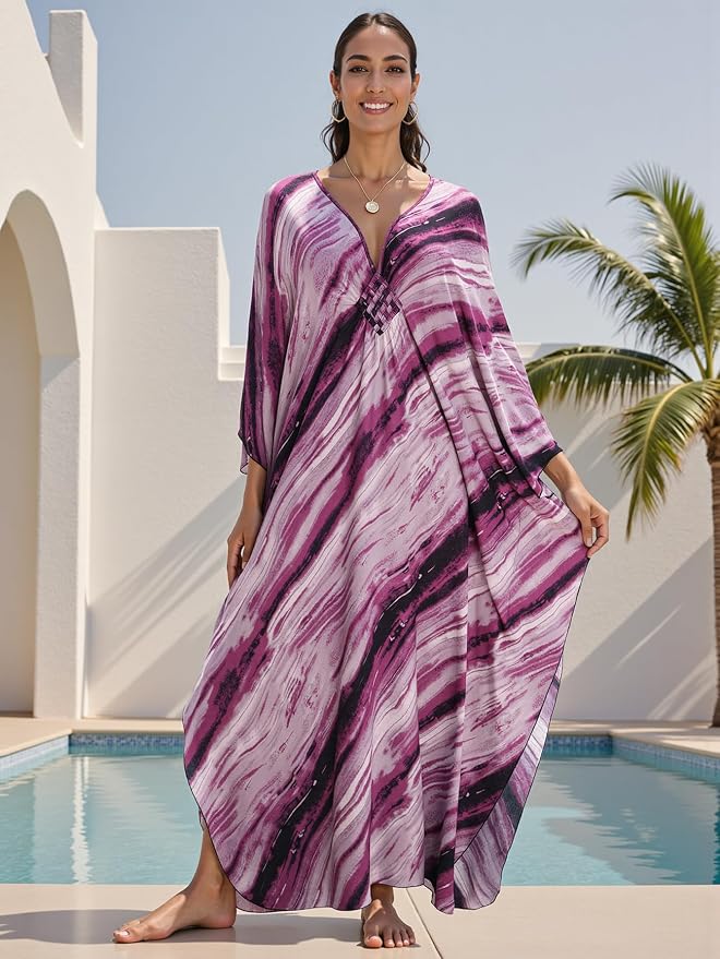 Mumu Dresses for Women Plus Size, Bohemian Kaftan Beach Cover Up Long Maxi Nightgown Soft Loungewear