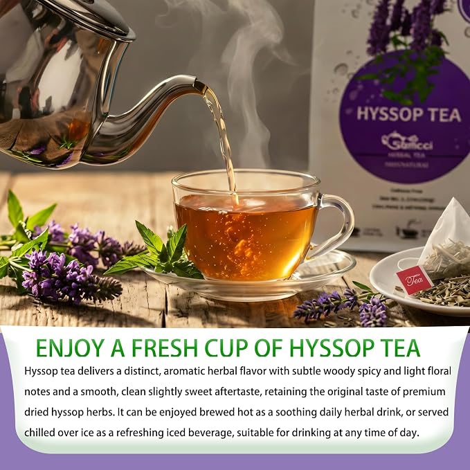 Samcci - Hyssop Tea, 40 Teabags, 1.5g/bag - Premium Hyssop Tea bags - No Additives - No Preservatives - Support Digestion & Promote Relaxation