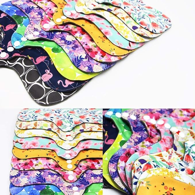 Reusable Menstrual Pads - Bamboo Charcoal Menstrual Heavy Incontinence Pads |Sanitary Pads - Pack of 5, 1 Cloth Mini Wet Bag