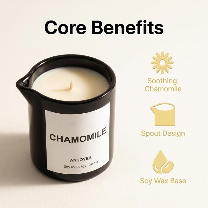 Massage Oil Candle, Ultra Hydrating Body Care with Soybean Oil, Body Oil Candle, 8.1oz, Amazing Gift (Chamomile)