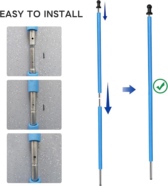 Replacement Trampoline Enclosure Poles for 12/14/15/16FT, Trampoline‘ Bottom Frame Tube and Top Frame Tube with Foam, 2pcs Together, Part # 10,11,