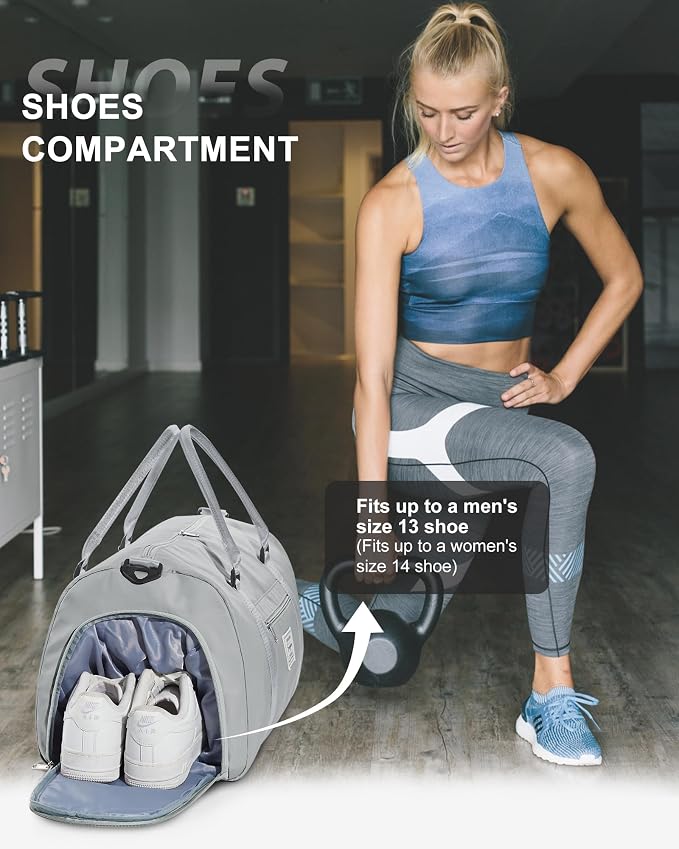 Gym Bag Womens Mens with Shoes Compartment and Wet PocketTravel Duffel Bag for Women for Plane, port Gym Tote Bags Swimming Yoga Small Waterproof Weekend Overnight Carry on Bag Hospital Holdalls