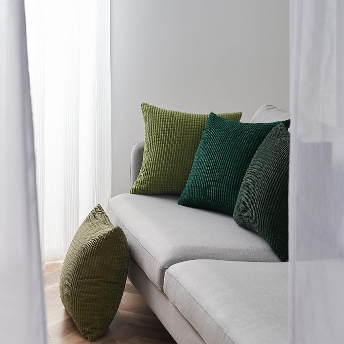 Topfinel Throw Pillows Covers for Couch Living Room Decor-Green Christmas Holiday 4 Pack Toss Cushion Case-Vintage Fluffy Large Bedroom Shams 18x18 Inch Set of 4,(45cm)