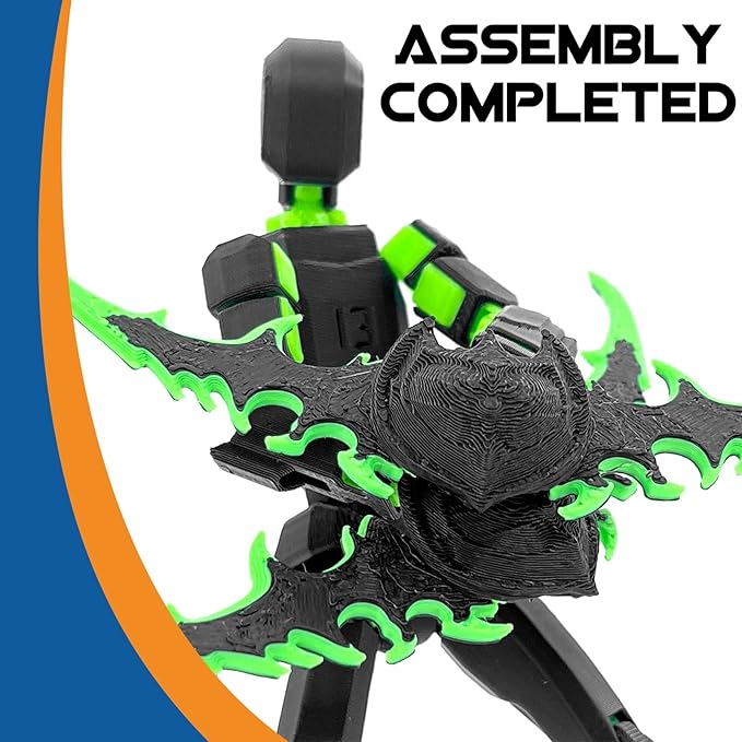 (Assembly Completed) T13 Action Figure Set, Titan 13 Robot Action Figure 3D Printed robo 13 Lucky 13 Articulated, Dummy Gift for Collectors Desktop Decorations, Black Green/Red Black