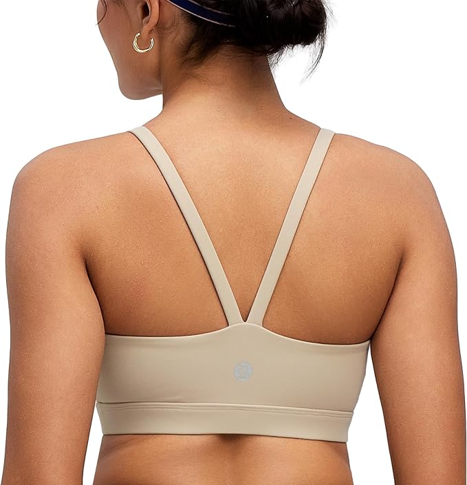 RUNNING GIRL Sports Bras for Women,Light Impact Molded Cup Strap Sports Bra with Sewn in Pads,Best for A-C Cup