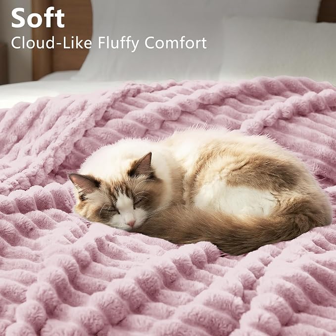 HIMEET Dusty Pink Throw Blanket for Couch, 300GSM Ribbed, 50 x 60 Inches | Ultra Soft Flannel, All-Season Lightweight Warmth, Home Room Decor & Dorm Essential, Gift for Men & Women, Machine Washable