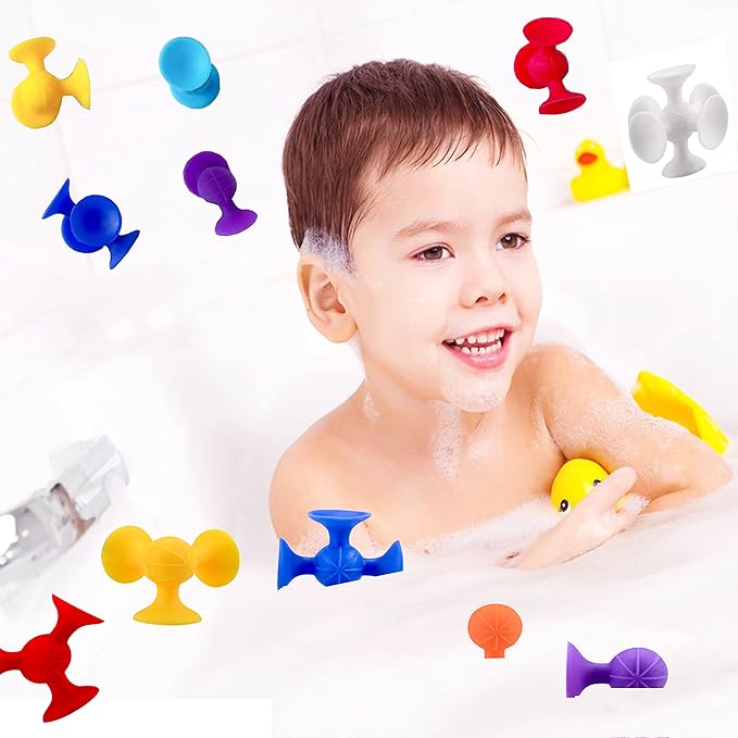 Big Suction Bath Toys for Kids Ages 1-3 , 36 PCS Fidget Suction Cup Toys Construction Set Water Toys for Babies and Toddlers,Window Building Toy Road Trip Travel Essentials for Kids Gifts