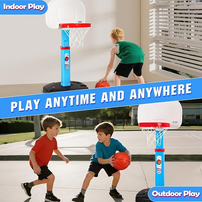 Toddler Basketball Hoop Indoor Outdoor for Kids 1-3, Height Adjustable Kids Basketball Hoop with 3 Balls, Portable Mini Basketball Goal Yard Pool Sport Toys for Baby Boys Girls Age 3 4 5
